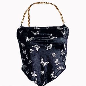 BUTTERFLY CHAIN CROP TOP, SOFT FUZZ